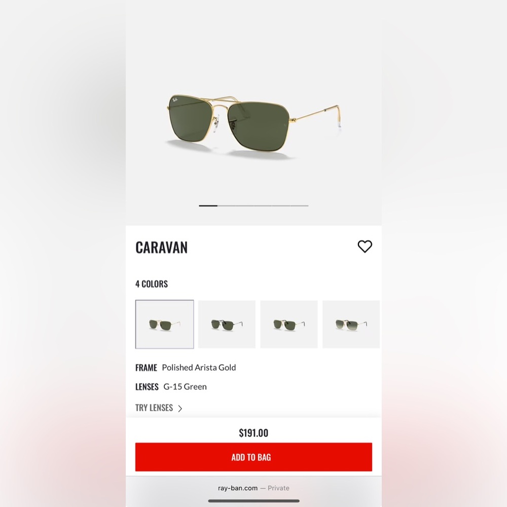 BRAND NEW Ray-Ban Caravan Gold Sunglasses